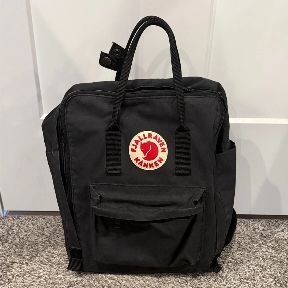 Fjallraven Kanken Black Backpack bag carrying purse laptop Swedish tote